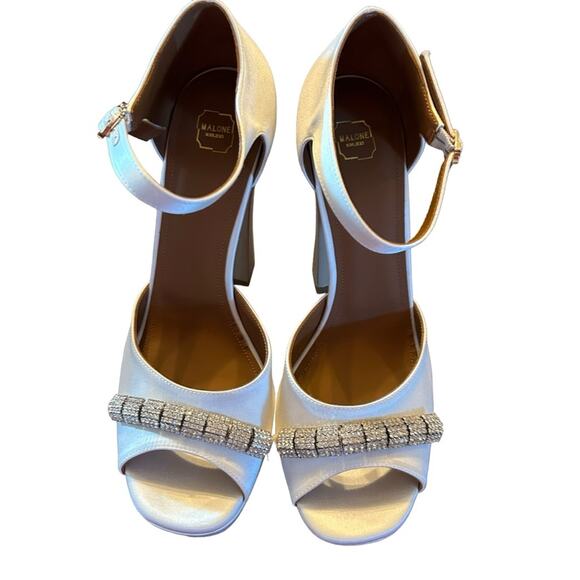 Malone Souliers Yurkia Crystal Platform Sandals Block Heel Open Toe NEW EU 40 - Picture 5 of 13